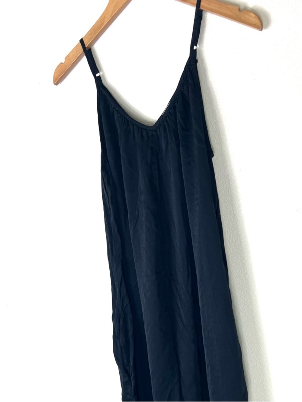 LACAUSA Black Spaghetti-Strap Wide Leg Satin Jumpsuit Extra Small - Picture 4 of 9